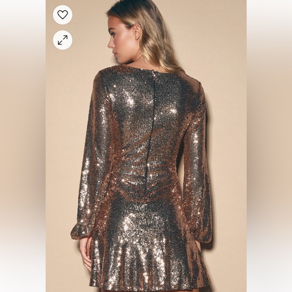 NWT LuLu’s rose gold sequin skater dress - Picture 2 of 10